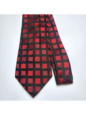 Croft And Barrow Tie Men's Silk Necktie Silk Red and Black 100% Silk